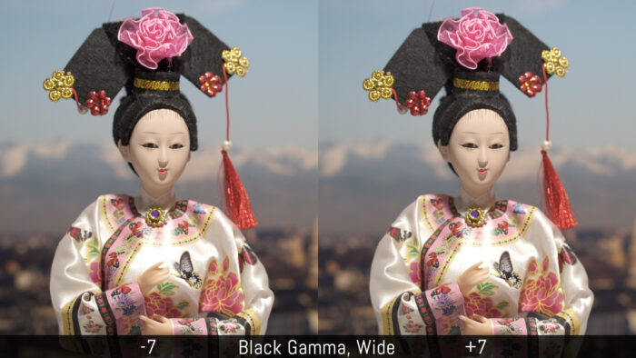 Comparison of -7 and +7 with the Black Gamma wide setting
